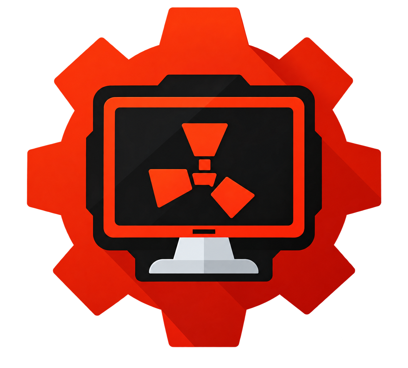 Logo RustControl: engrenagem laranja com monitor e símbolo do Rust